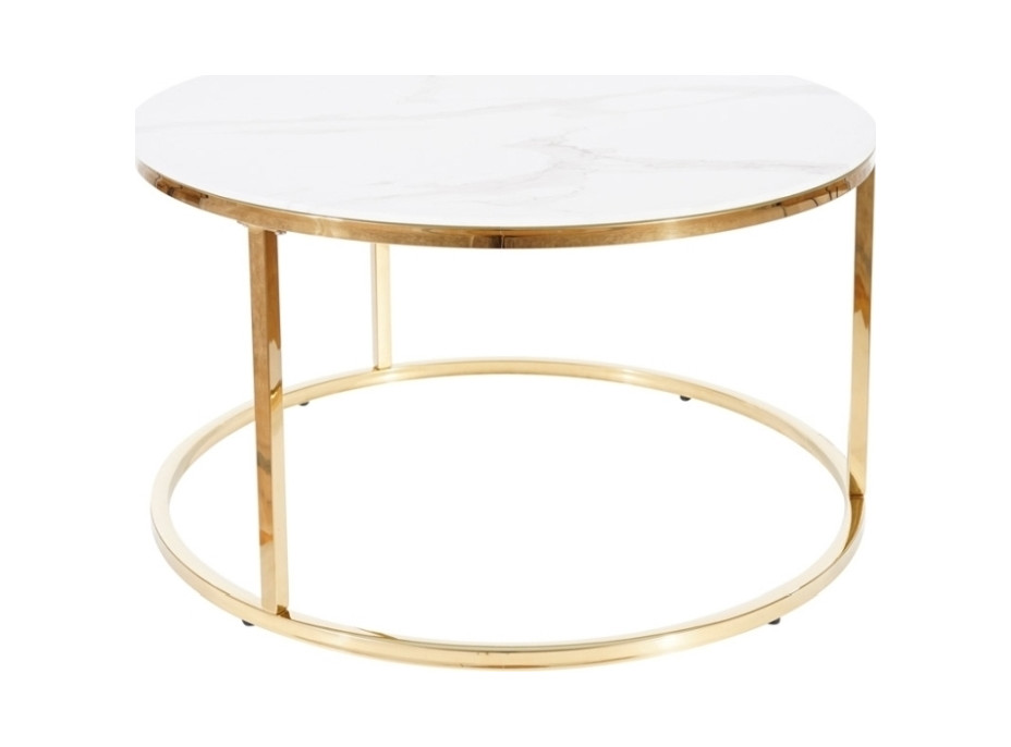 Konferenční stolek SABINE - efekt bílého mramoru/zlatý
