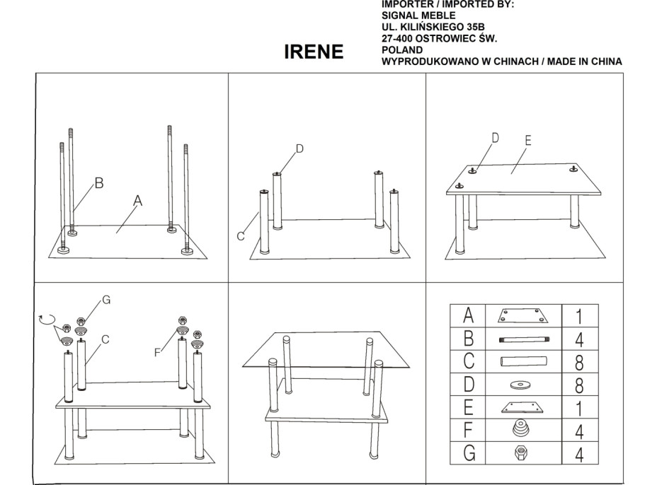 Konferenční stolek IRENE - sklo/chrom