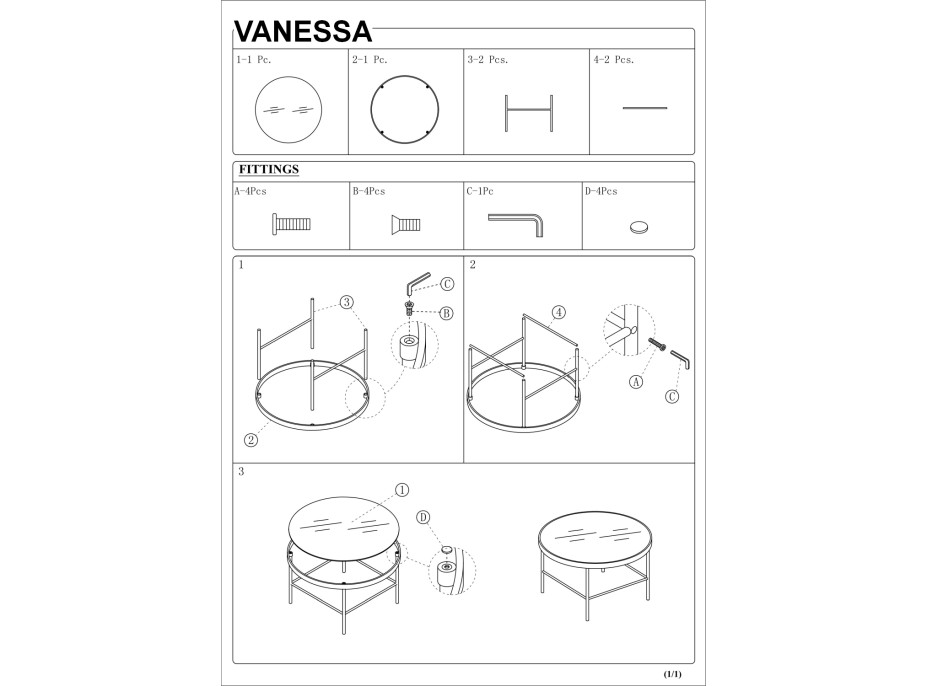 Konferenční stolek VANESSA - sklo/černý