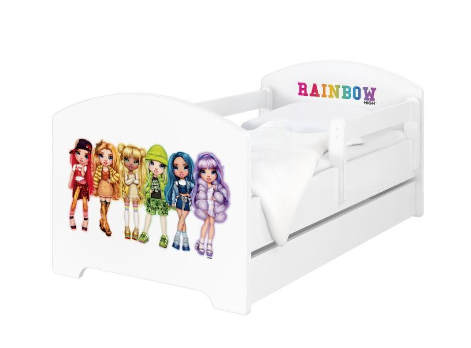 Dětská postel OSKAR - 160x80 cm - Rainbow High Friends - bílá