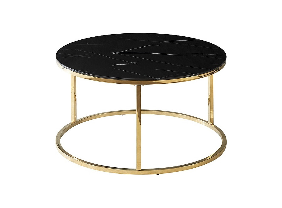 Konferenční stolek SABINE - efekt černého mramoru/zlatý