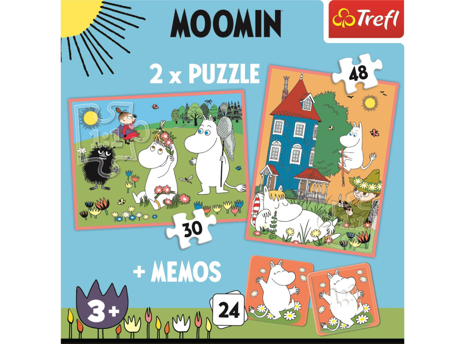 TREFL Sada 3v1 Mumínci (2x puzzle + pexeso)