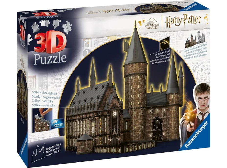 RAVENSBURGER Svítící 3D puzzle Noční edice Harry Potter: Bradavický hrad - Velká síň 643 dílků