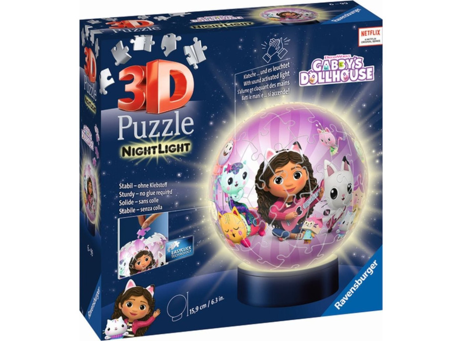 RAVENSBURGER Svítící puzzleball Gábinin kouzelný domek 74 dílků