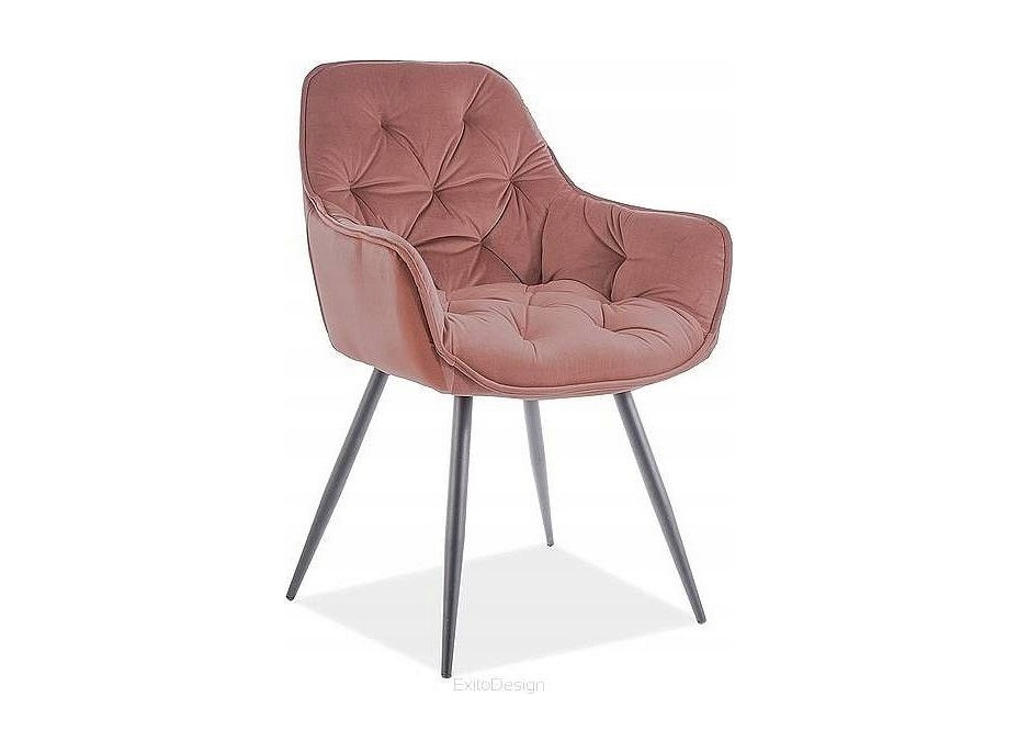Jídelní židle CHERRY MATT VELVET 75 - růžová/černá
