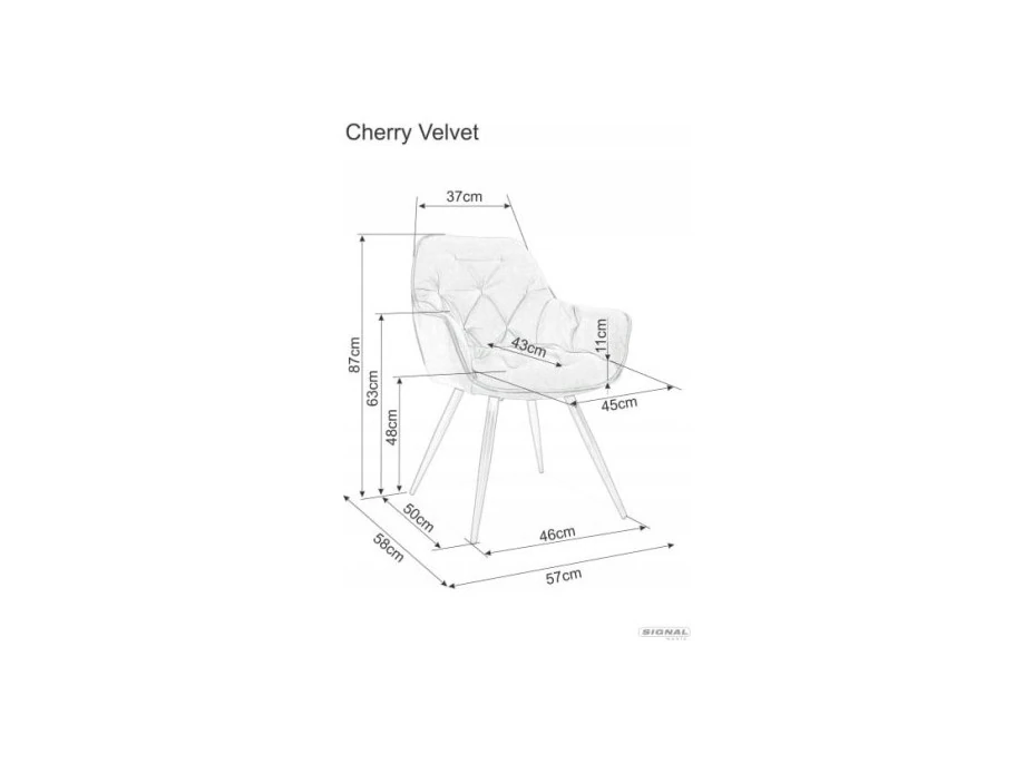 Jídelní židle CHERRY MATT VELVET 75 - růžová/černá