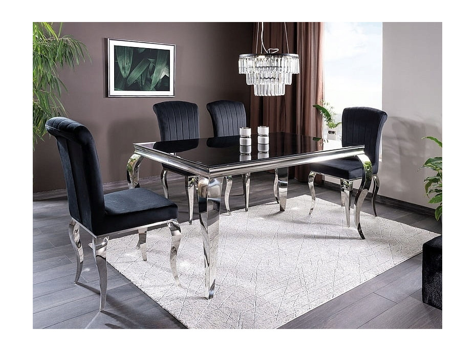 Luxusní jídelní židle PRINCE VELVET - chrom/černá