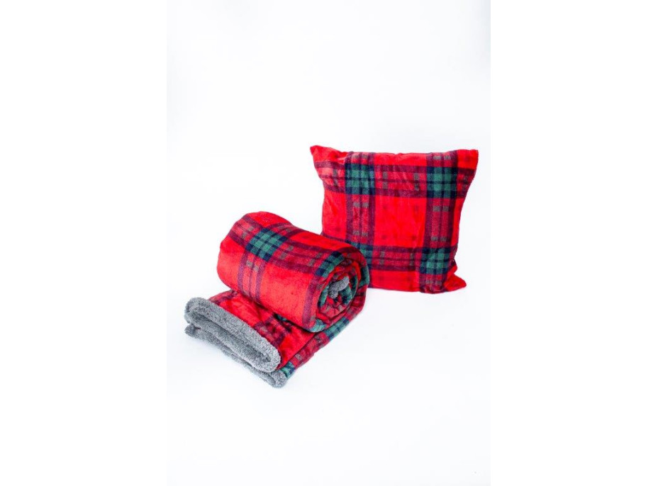Polštář FLANEL 45x45 cm - červený/šedý