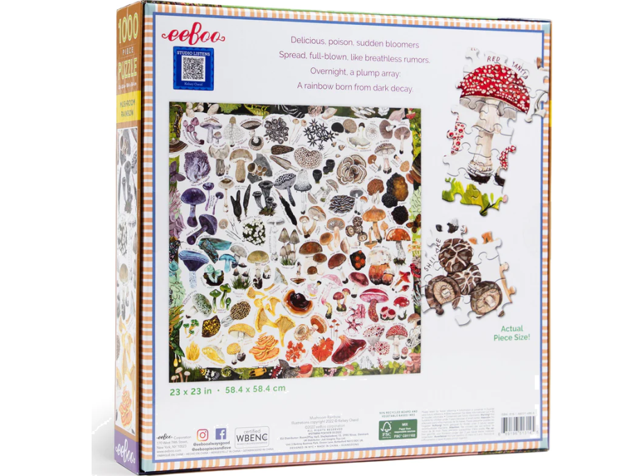 EEBOO Čtvercové puzzle Houbová duha 1000 dílků
