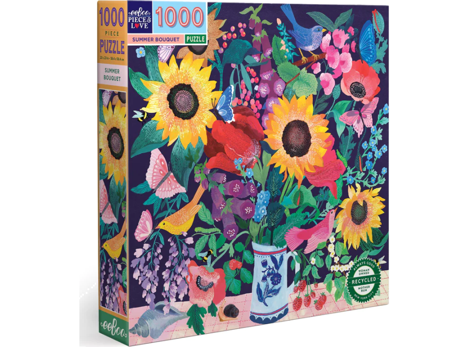 EEBOO Čtvercové puzzle Letní kytice 1000 dílků