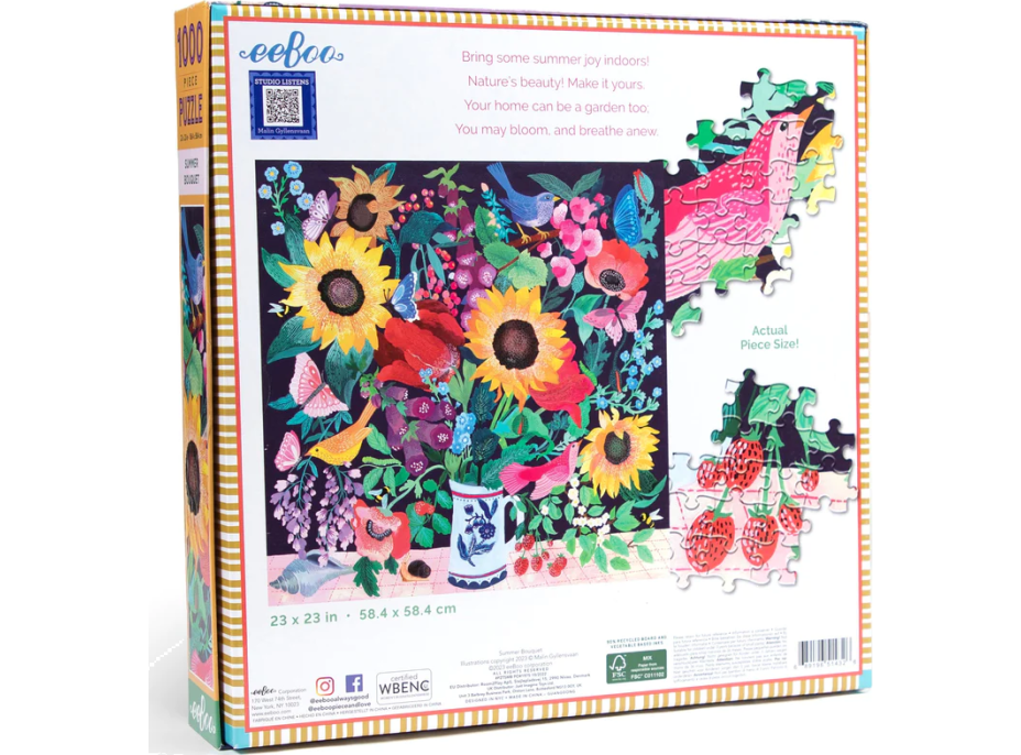 EEBOO Čtvercové puzzle Letní kytice 1000 dílků