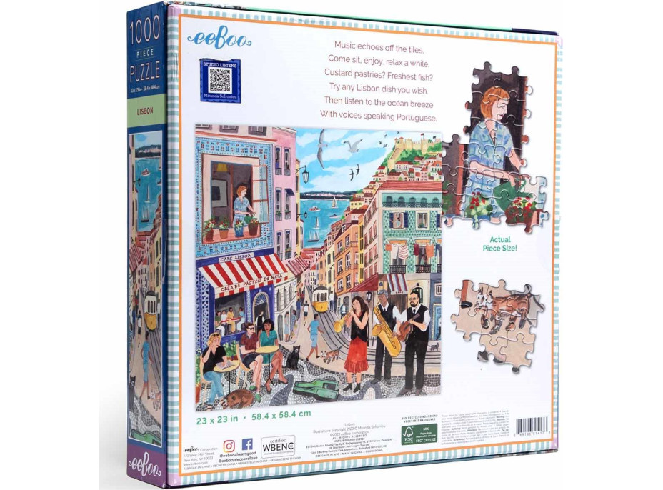 EEBOO Čtvercové puzzle Lisabon 1000 dílků