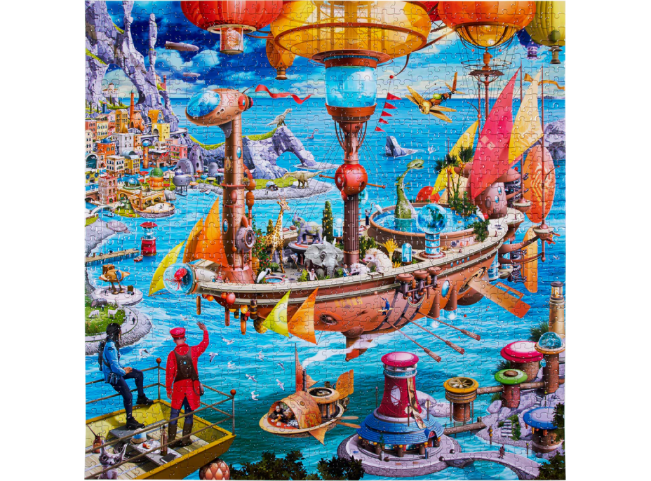 EEBOO Čtvercové puzzle Steampunková vzducholoď 1000 dílků