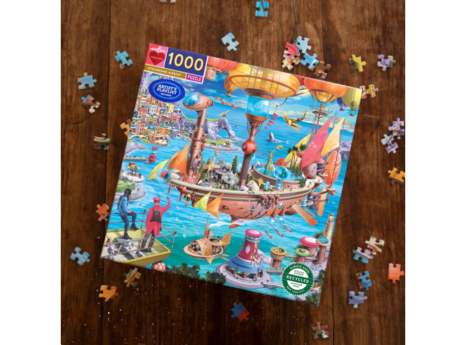 EEBOO Čtvercové puzzle Steampunková vzducholoď 1000 dílků