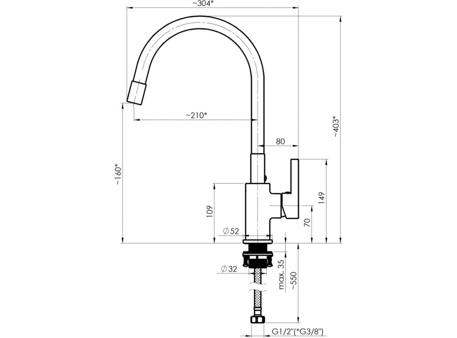 Kuchyňská dřezová baterie FLEXY-33 NEW - černá