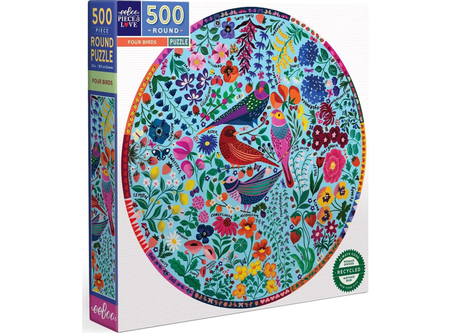 EEBOO Kulaté puzzle Čtyři ptáčci 500 dílků