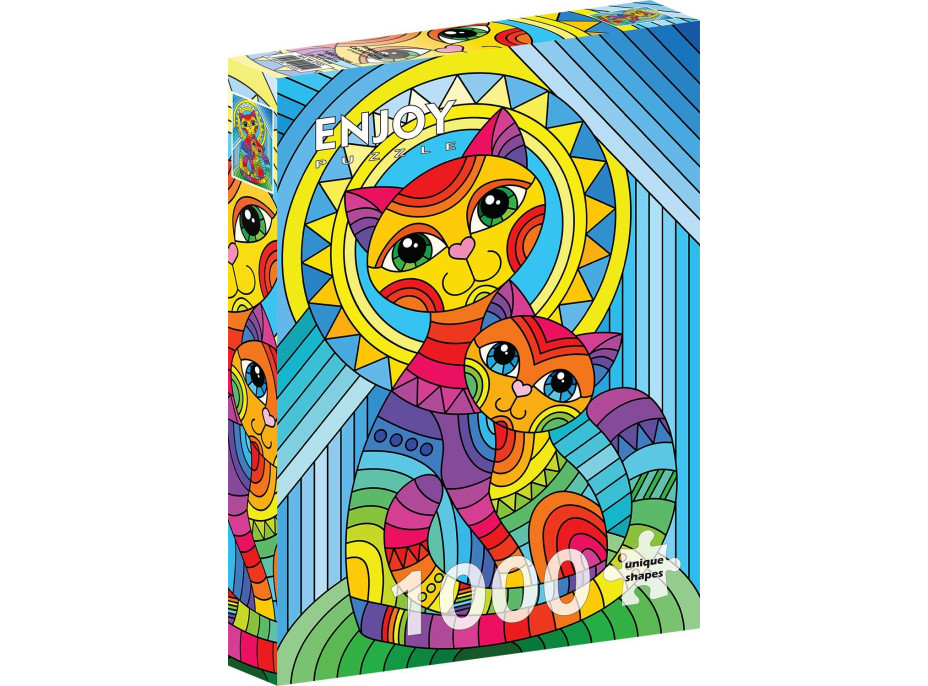 ENJOY Puzzle Ornamentální kočka s kotětem 1000 dílků