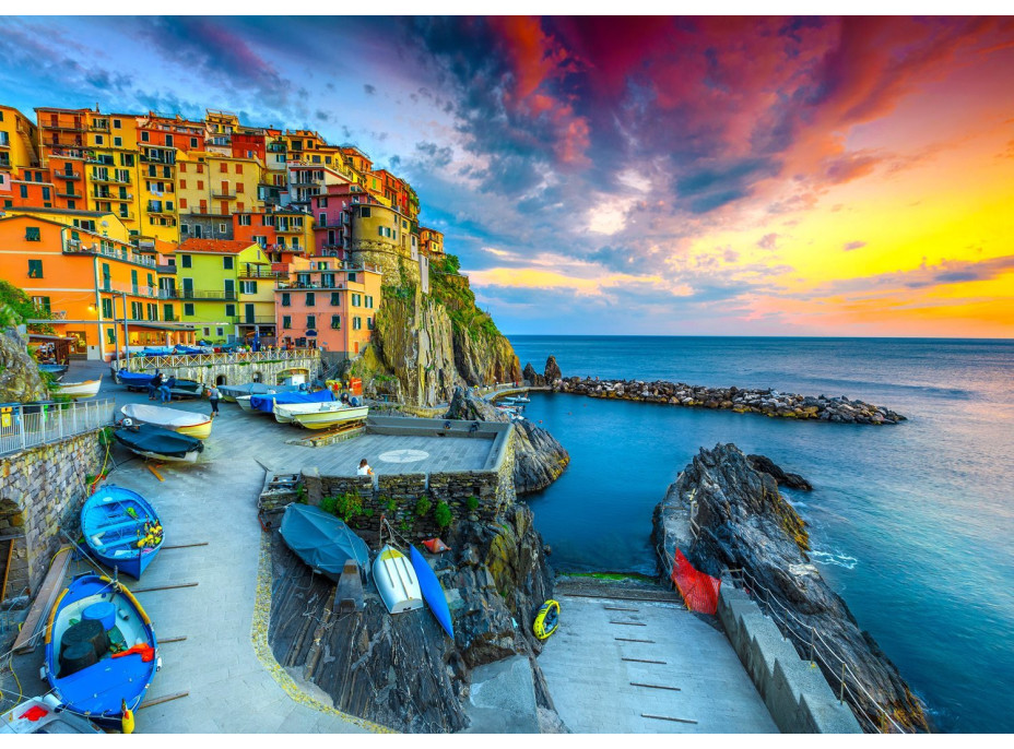 ENJOY Puzzle Přístav Manarola při západu slunce, Cinque Terre, Itálie 1000 dílků