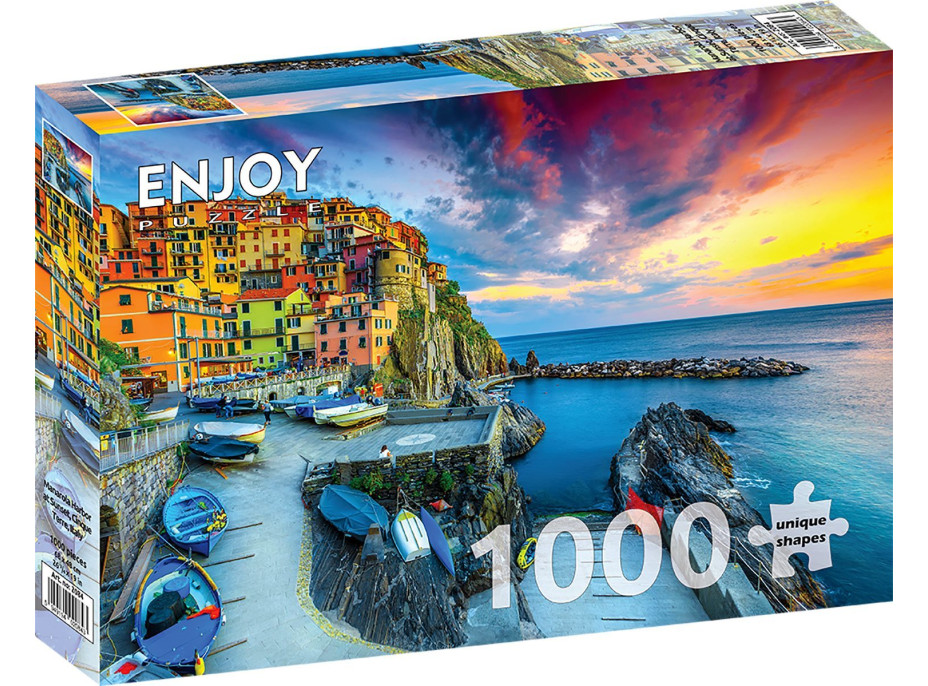 ENJOY Puzzle Přístav Manarola při západu slunce, Cinque Terre, Itálie 1000 dílků