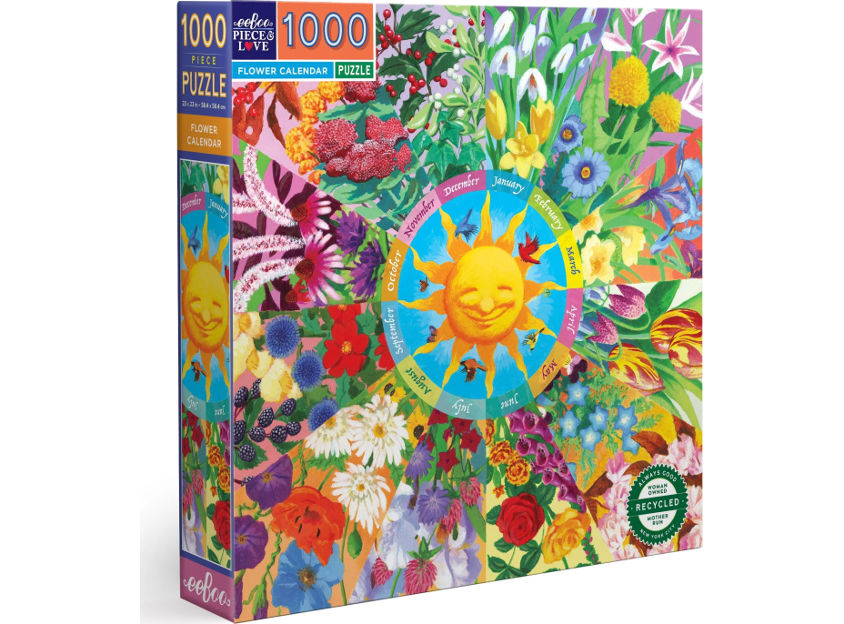 EEBOO Čtvercové puzzle Květinový kalendář 1000 dílků