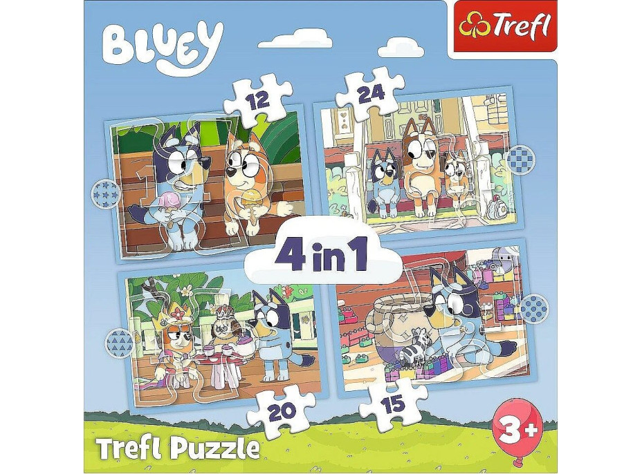 TREFL Puzzle Bluey a její svět 4v1 (12,15,20,24 dílků)