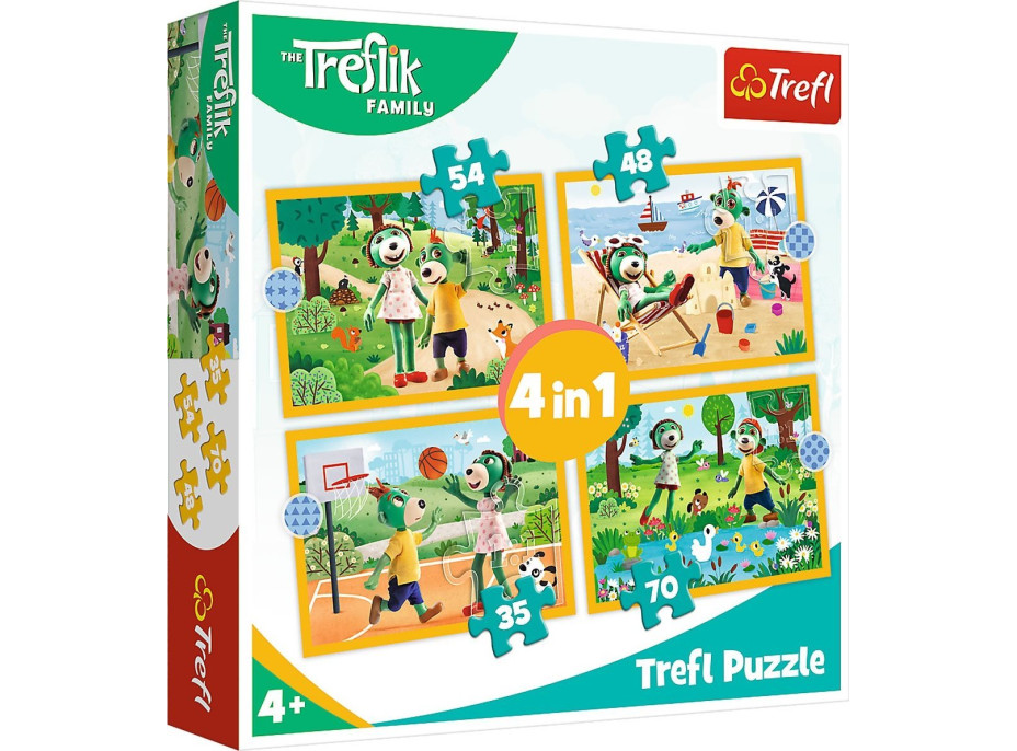 Puzzle Treflíci na dovolené 4v1 (35 ,48, 54, 70 dílků)