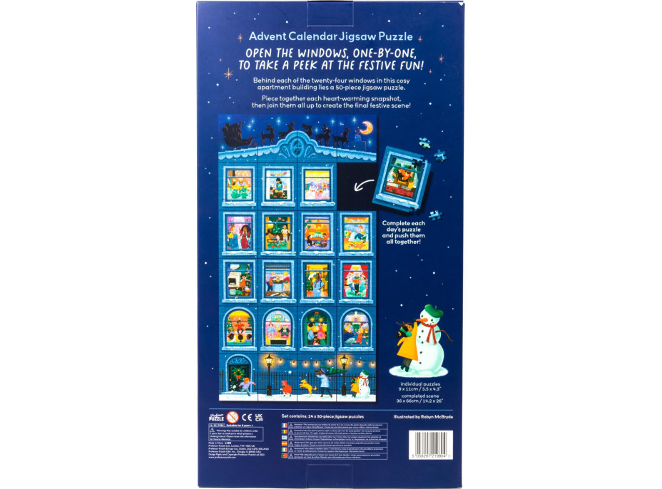 PROFESSOR PUZZLE Puzzle Adventní kalendář: Vánoce z okna 24x50 dílků