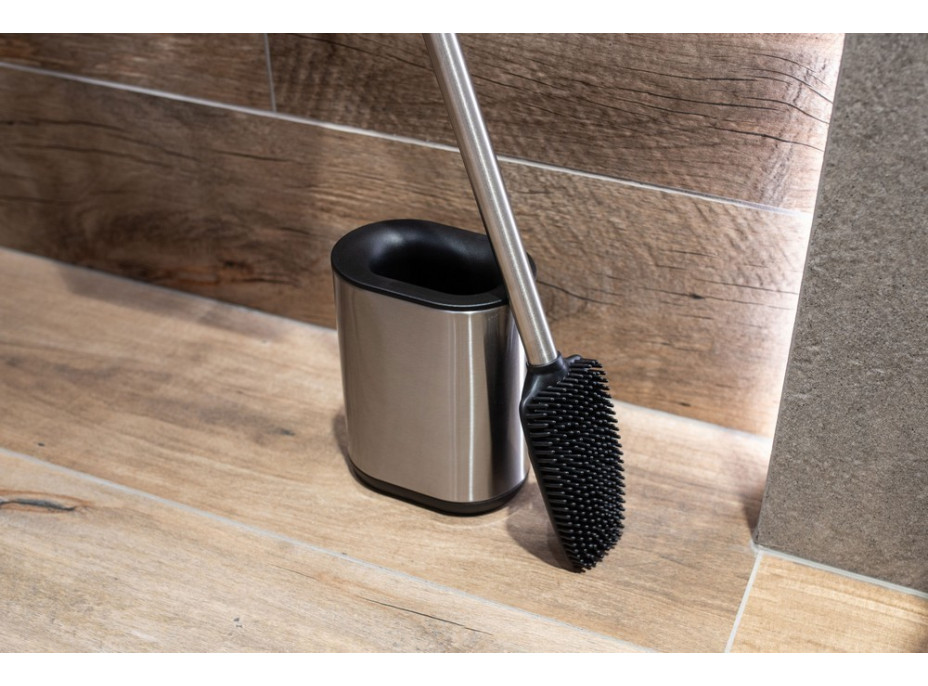 WC štětka (na WC rimless) - stříbrná - kov/plast
