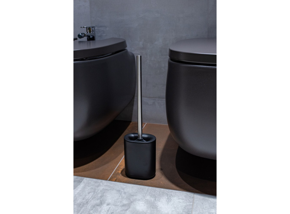 WC štětka (na wc rimless) - černá/stříbrná - kov/plast