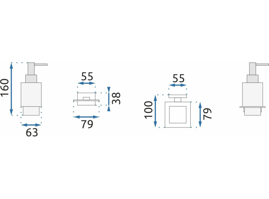 Závěsný dávkovač mýdla REA OSTE 06 s pumpičkou - kov/sklo - černý