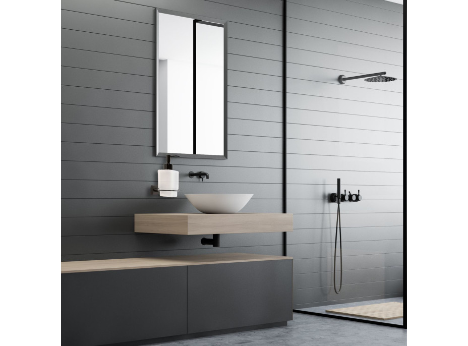 Závěsný dávkovač mýdla REA OSTE 06 s pumpičkou - kov/sklo - černý