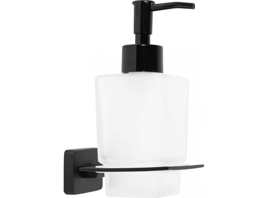 Závěsný dávkovač mýdla REA OSTE 06 s pumpičkou - kov/sklo - černý