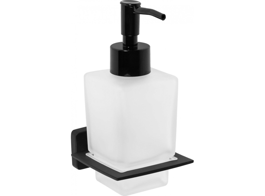Závěsný dávkovač mýdla REA OSTE 06 s pumpičkou - kov/sklo - černý Závěsný dávkovač mýdla REA OSTE 06 s pumpičkou - kov/sklo - černý