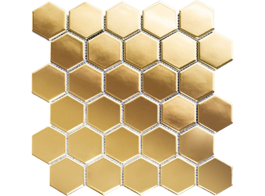 Keramická mozaika HEXAGON 29,5x29 cm - zlatá lesklá