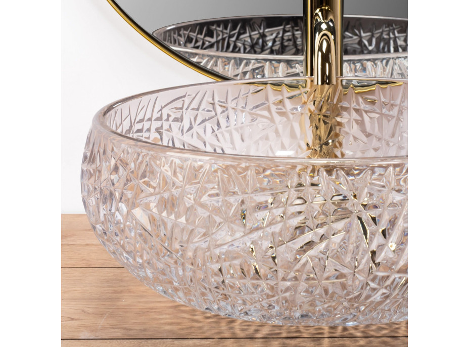 Skleněné umyvadlo ICE CRISTAL - křišťálový vzor - čiré
