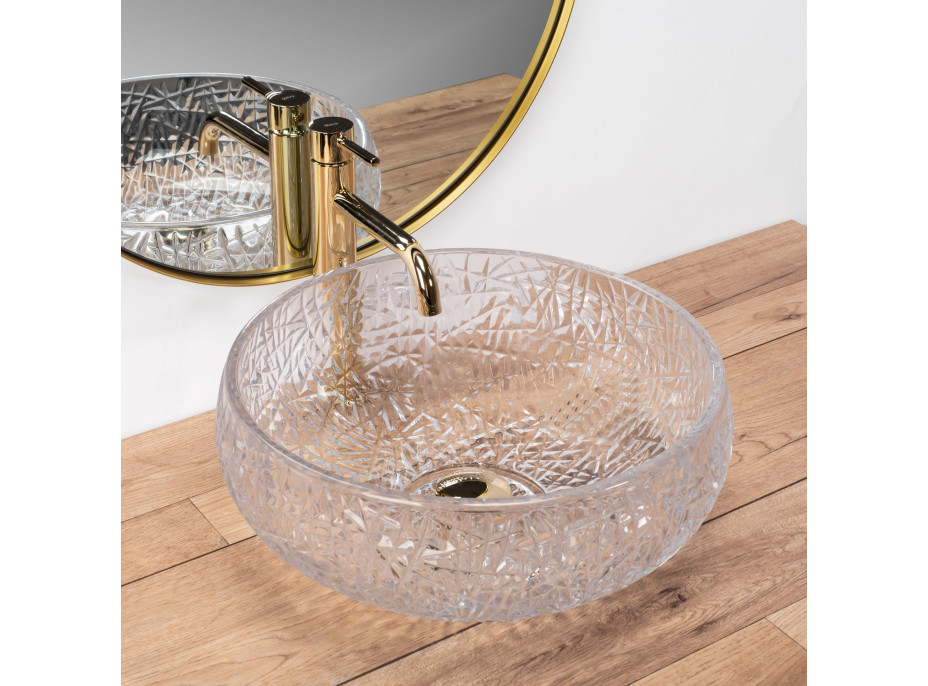 Skleněné umyvadlo ICE CRISTAL - křišťálový vzor - čiré