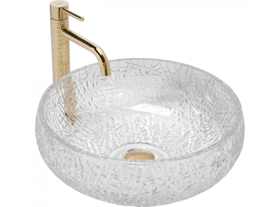 Skleněné umyvadlo ICE CRISTAL - křišťálový vzor - čiré