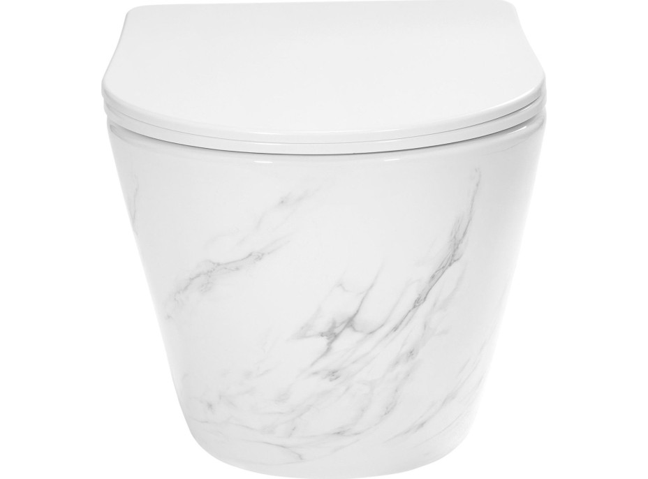 Závěsné WC Rea CARLOS RIMLESS NATURE MARBLE - imitace mramoru + Duroplast sedátko flat