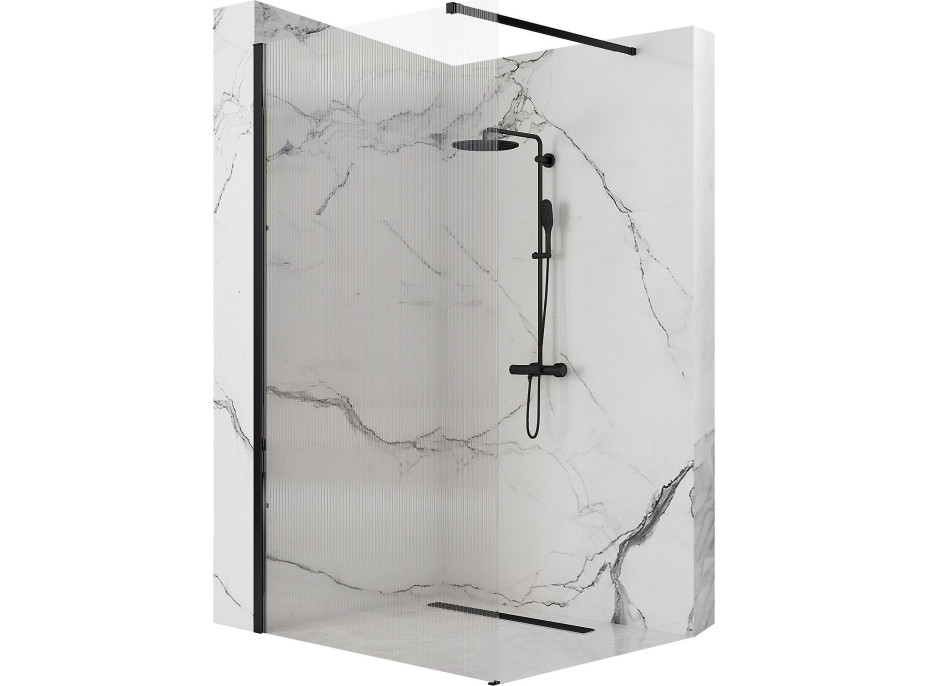Koupelnová pevná zástěna Rea AERO 100 cm - černá matná - intimo sklo