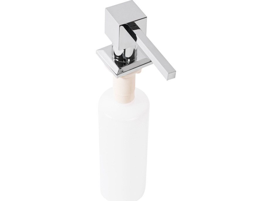 Hranatý dávkovač REA 300 ml k zabudování do dřezu - chromový