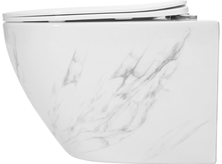 Závěsné WC Rea CARLOS RIMLESS NATURE MARBLE - imitace mramoru + Duroplast sedátko flat