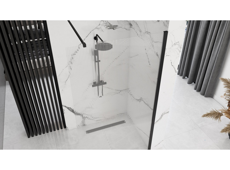 Koupelnová pevná zástěna Rea AERO 120 cm - černá matná - intimo sklo