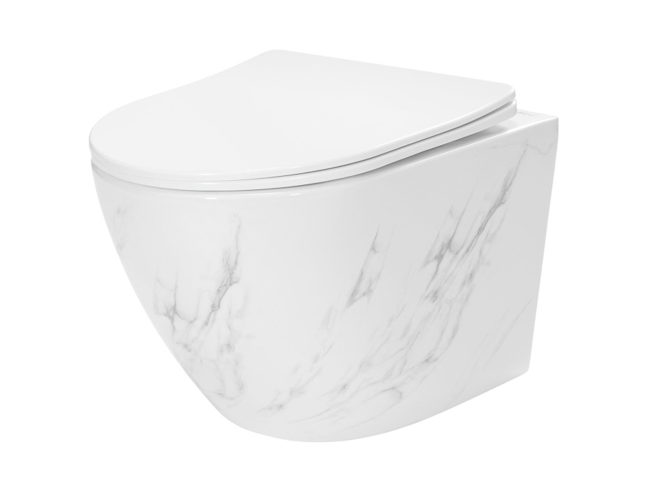 Závěsné WC Rea CARLOS RIMLESS NATURE MARBLE - imitace mramoru + Duroplast sedátko flat