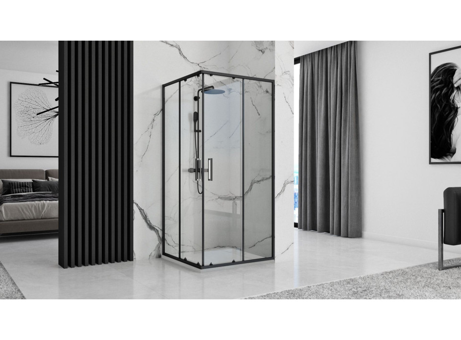 Sprchová SMC vanička REA BAZALT 80x100 cm - imitace kamene - bílá