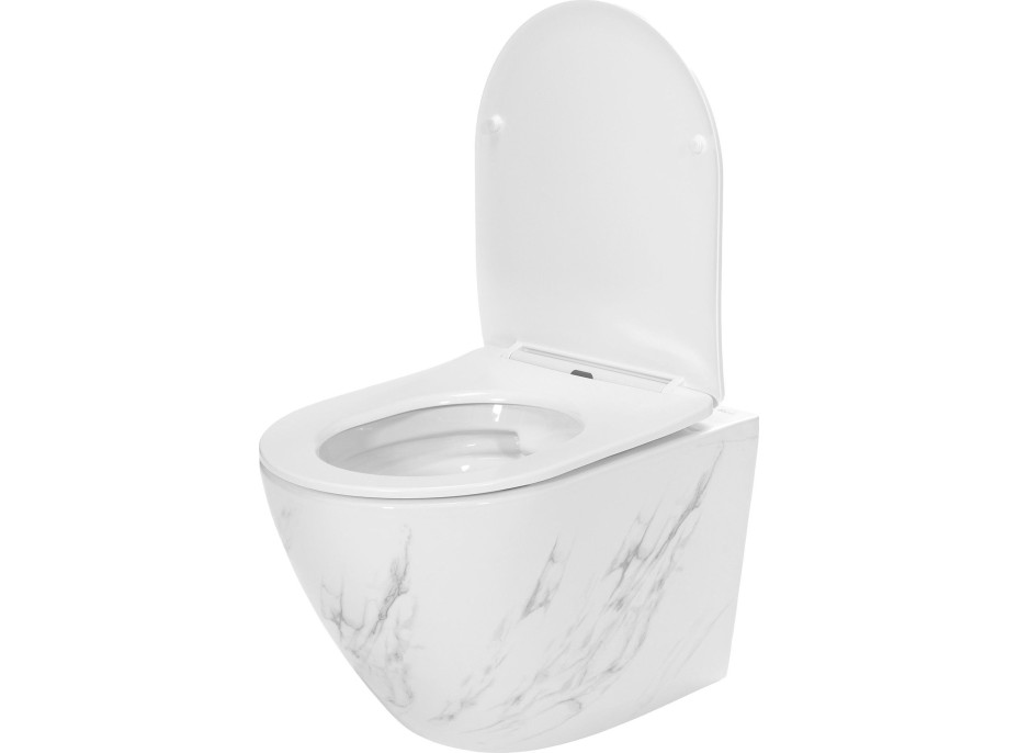 Závěsné WC Rea CARLOS RIMLESS NATURE MARBLE - imitace mramoru + Duroplast sedátko flat