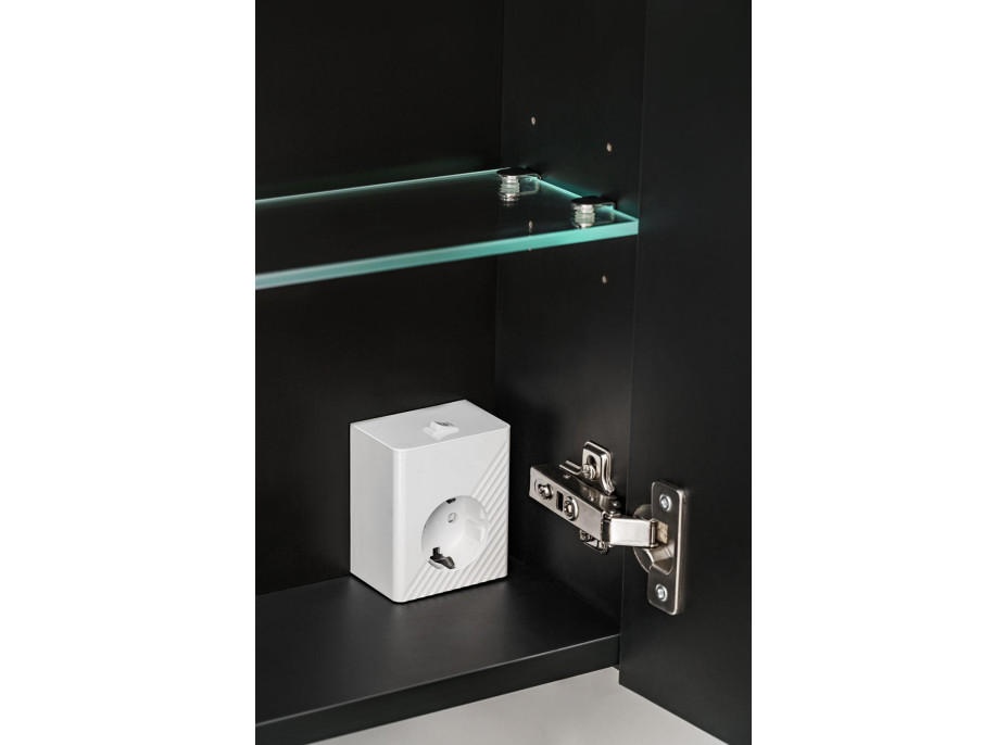 Koupelnová závěsná skříňka SANTANO BLACK 60 cm - se zrcadlem