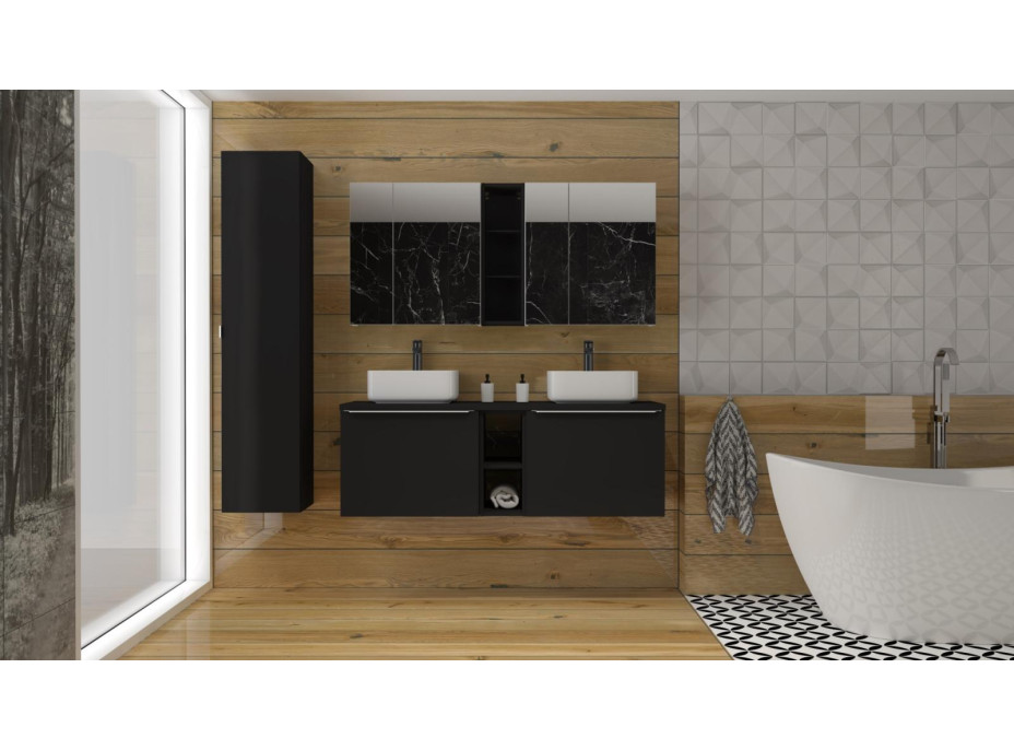 Koupelnová závěsná skříňka pod umyvadlo SANTANO BLACK 60 cm