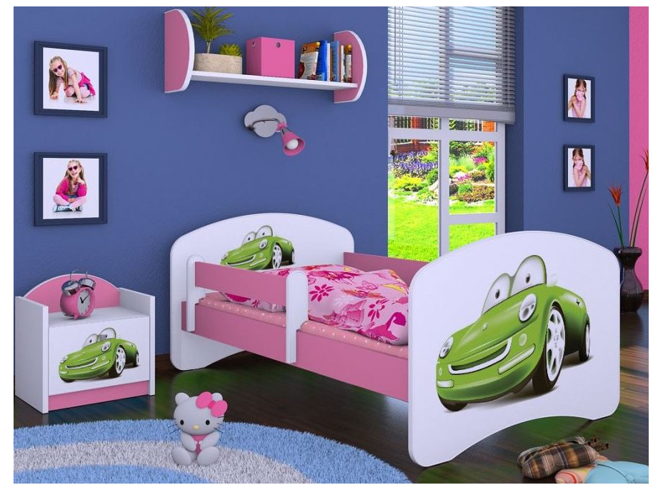 Dětská postel bez šuplíku 200x90 cm ZELENÉ AUTO
