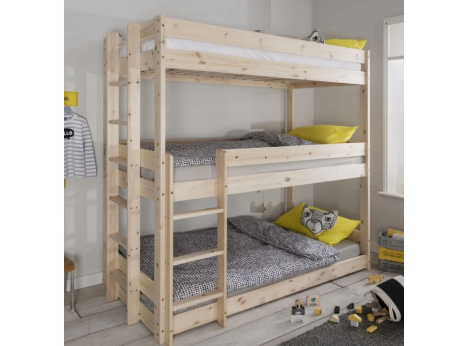 Dětská třípatrová postel ROKI 190x80 cm + matrace ZDARMA!