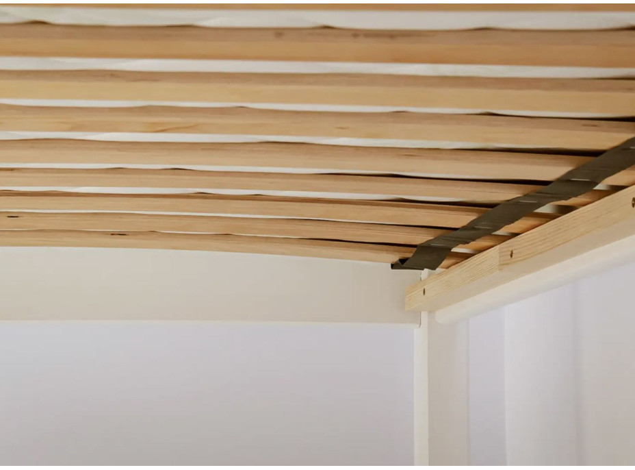 Dětská patrová postel z masivu borovice EMIL s přistýlkou a šuplíky - 200x90 cm - přírodní